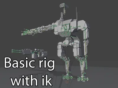 Military mech Low-poly 3D model