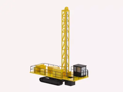 Drill Rig Mining D6290 Simplified Low-poly 3D model