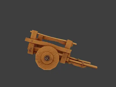 Stylized  wooden Cart Low-poly 3D model