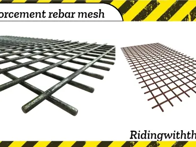 Concrete rebar mesh Low-poly 3D model