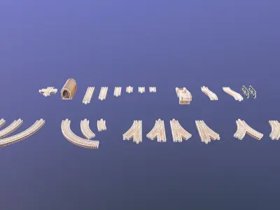 Wooden Toy Train - Tracks Low-poly 3D model