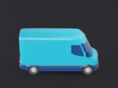 Delivery Van Blue Modern Stylized Low-poly 3D model