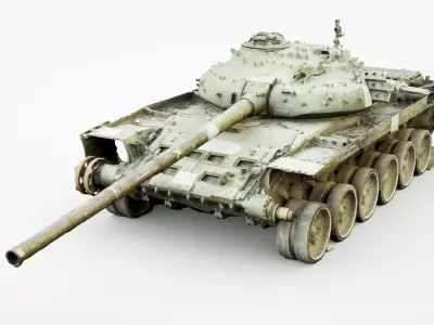 Russian T-72 tank destroyed by Ukrainian army 3D model