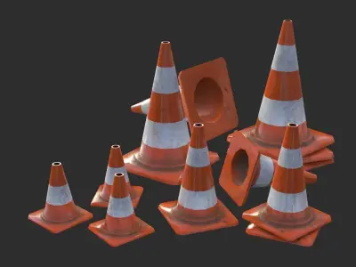 Traffic Cone Assets 01 Low-poly 3D model