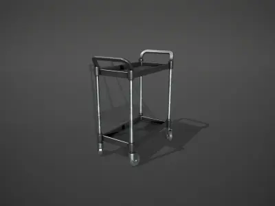 Black Service Cart Low-poly 3D model