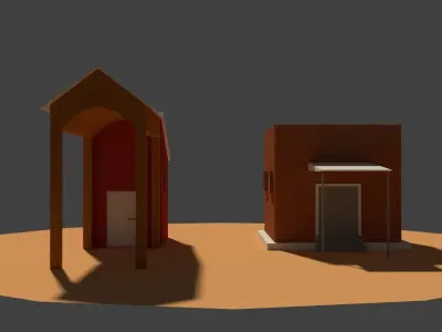 Low Poly Farm Sheds Low-poly 3D model