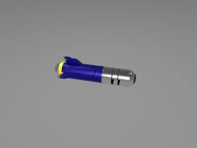 Si-Fi blue missile Low-poly 3D model