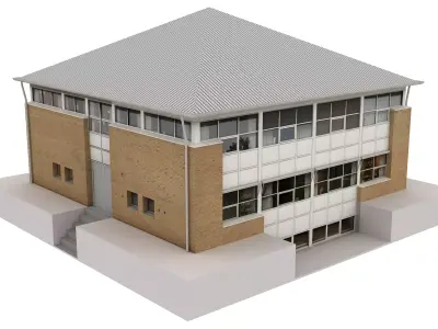 Realistic European City Block Building 05 Low-poly 3D model