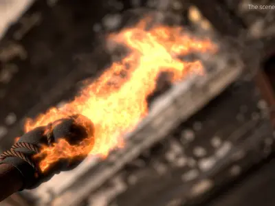Volumetric Handheld Torch Flame VDB Set for Blender 3D model