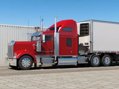 Truck 6X4 With Trailer 3D model