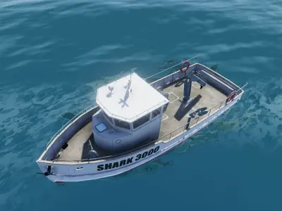 Fishing boat - water vehicle Low-poly 3D model