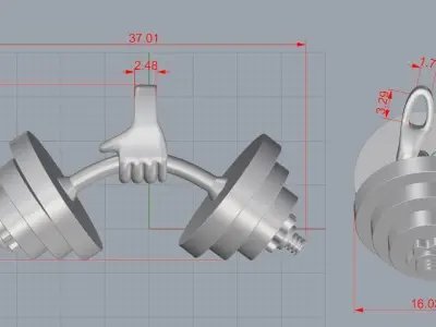 Pendant dumbbell 3D print model