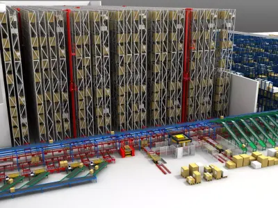 Warehouse with boxes Low-poly 3D model