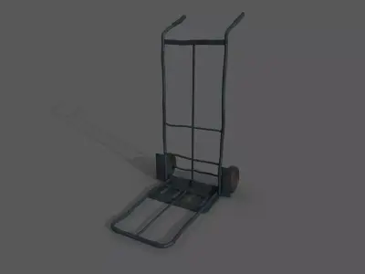 High details used wheel hand trolley Low-poly 3D model