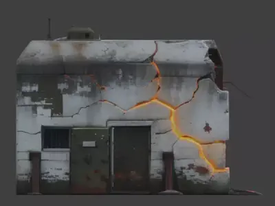 Destroyed Military Bunker with Lava Cracks 3D Model V02 Low-poly 3D model