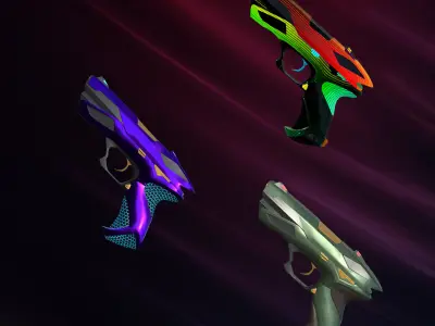 pistol rainbow gun gamining Low-poly 3D model