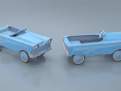 Old Vintage Pedal Car Blue 3D model