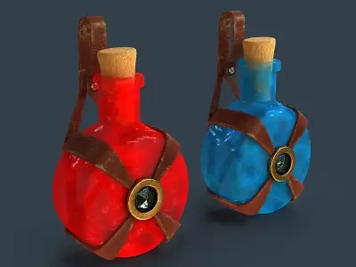 Bottles two Low-poly 3D model