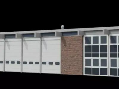 Firestation building Low-poly 3D model