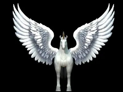 Winged Horse Pegasus 3D Model   Low-poly 3D model