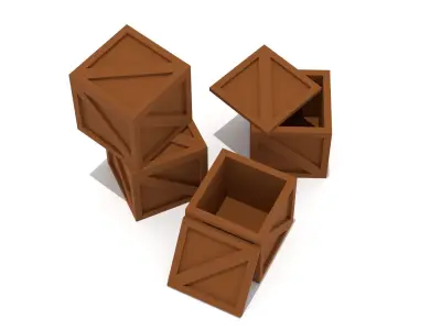 Wooden Crate Low-poly 3D model 10