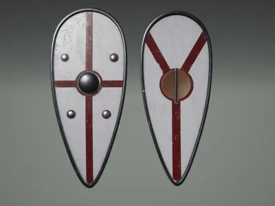 Crusader Shields Low-poly 3D model