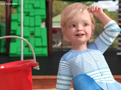  Small Child Playing in a Sandbox 