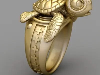 Antique Turtle Ring 3D print model