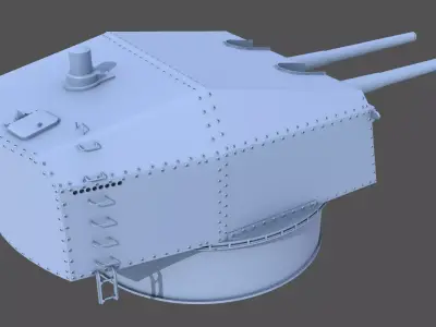 Bismarck 15cm turret 01 - Commercial license - 1-350 scale 3D print model