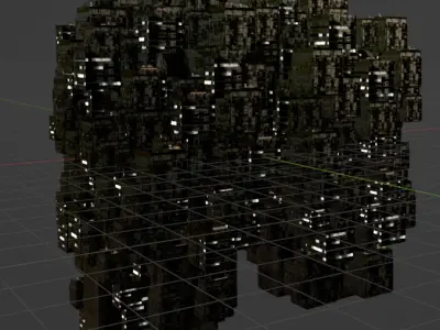Sci fi night city building 5 Low-poly 3D model
