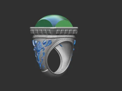Square curved stone Ring Free 3D model