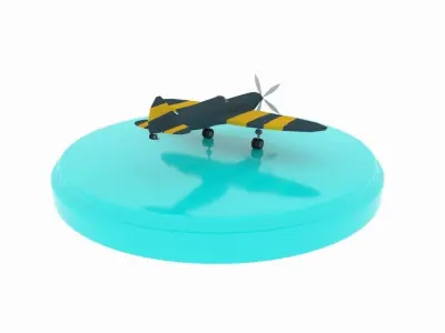 Airplane cartoon - 01 Low-poly 3D model