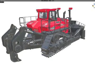 Liebherr PR776 Litronic Crawlertractor Red Low-poly 3D model
