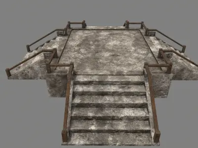 Stairs stone staircase with metal railings Low-poly 3D model buy