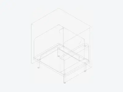 Sofa - Contemporary - Flame - Chair - Armrest Shelf - Right Low-poly 3D model