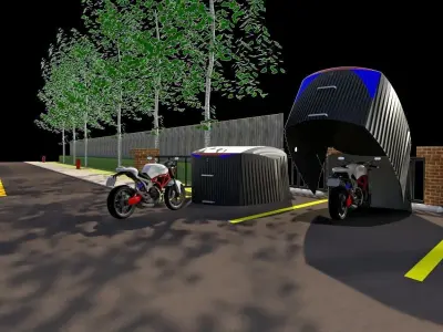 motorbike garage bike guard 3d model Low-poly 3D model