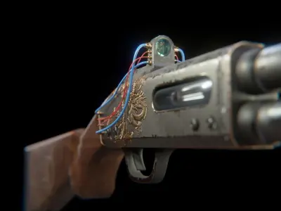 Rail Shotgun Low-poly 3D model