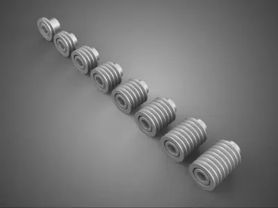 COLLECTION STANDARD PULLEY SHEAVE MULTI GROOVE TRACK WHEEL DRIVE 3D model