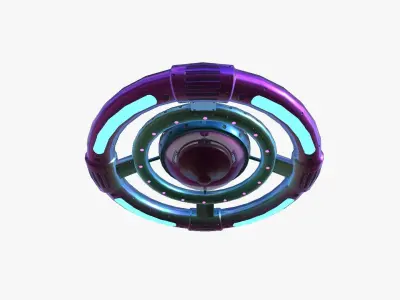 Alien Spaceship UFO E04 Purple Blue - Sci Fi Spacecraft Design Low-poly 3D model