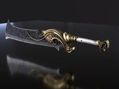 Fantasy Sword Low-poly 3D model