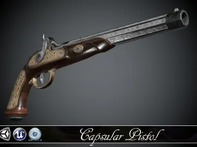 Classic Capsular Pistol - model and textures Low-poly 3D model