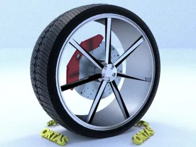 ORTAS CAR RIM 31 GAME READY RIM TIRE AND DISC 3D model