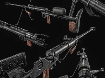  PTRD 41 Anti Tank Rifle Low-poly 3D model