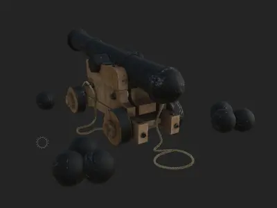 3D Old Cannon Model Low-poly 3D model
