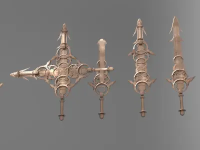 Monster slayer sword claymore stylised collection 1 Low-poly 3D model