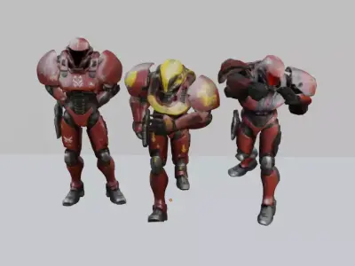 Soviet Sci-Fi militar characters pack 3D model