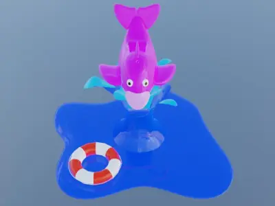 Dolphin with Mini scene Low-poly 3D model