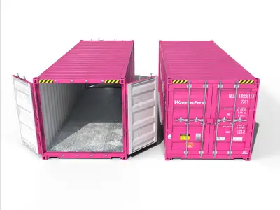 20ft Cargo Container Pink Low-poly 3D model