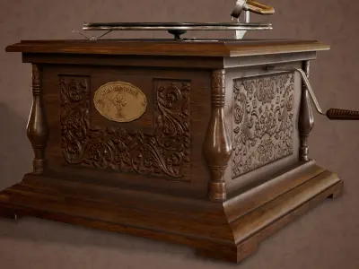 Classic Late Victorian Era Gramophone Low-poly 3D model