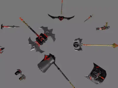 Evilish weapons dark fantasy 3D Model Pack